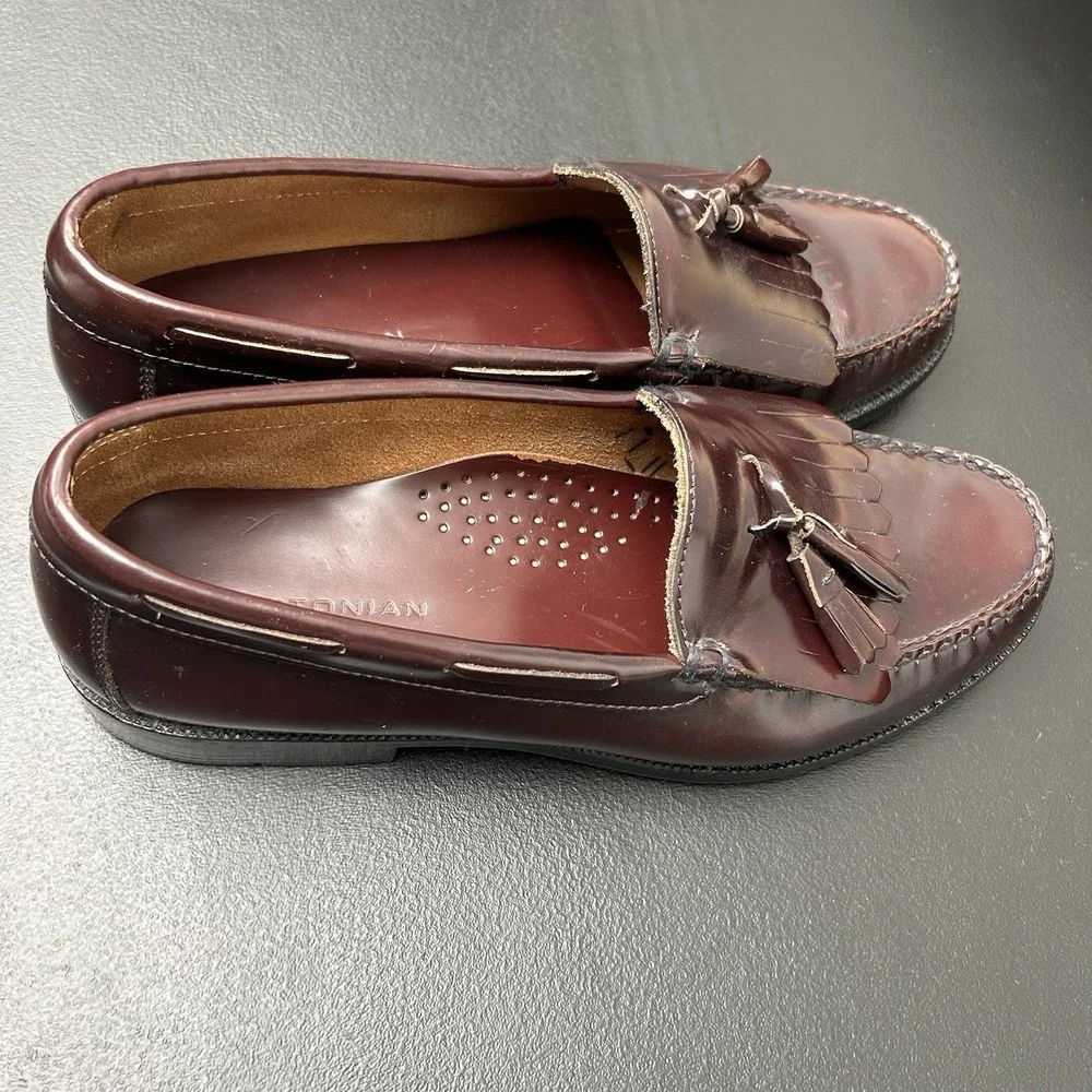 Bostonian Loafers Shoes Mens 9M Oxblood Leather Casual Tasseled Comfort